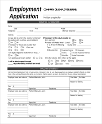 Free 9 Blank Employment Application Sample In Pdf Word