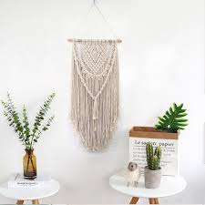 New Hand Knotted Macrame Wall Art Handmade Cotton Wall Hanging Tapestry With Lace Fabrics Bohemian Wedding Decoration Floral Tapestry Floral Tapestry