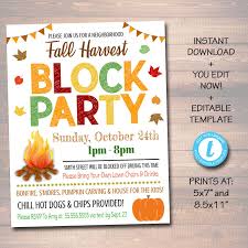 Editable Fall Block Party Festival Harvest Invite Flyer
