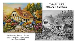 It will be seen on the plan that where this joins the gold garden the hedge is double, for it must be of gold holly on one side and of tamarisk on the other. Charming Houses Gardens Adult Grayscale Coloring Book With Color Guides Youtube