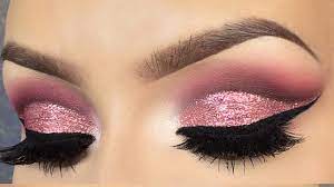 pink glitter cut crease makeup tutorial
