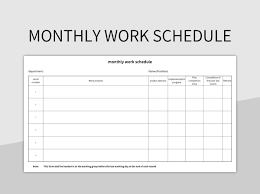 monthly work schedule excel template