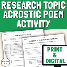 acrostic poem ignment for a research