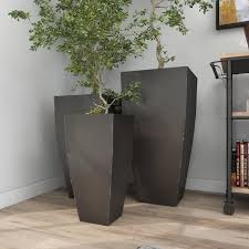 dark gray metal indoor outdoor planter