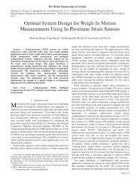 Pdf Optimal System Design For Weigh In Motion Measurements