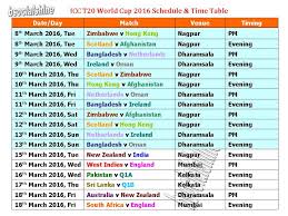 Learn New Things T20 World Cup 2016 Schedule Time Table