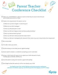 Printable Checklist For Parent Teacher Conferences Signup Com