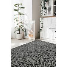 recycled cotton geo hexagon grey rug