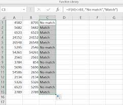 two cells in excel contain the same value