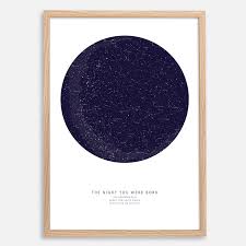Details About Custom Star Map Night Sky Chart Constellation Print Wedding Fathers Day Gift