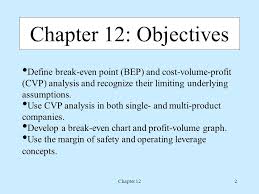 Most of this analysis is keyed to a model of how profitability is like most models, there are certain inherent assumptions. Chapter 12 Cost Volume Profit Analysis Chapter 122 Chapter 12 Objectives Define Break Even Point Bep And Cost Volume Profit Cvp Analysis And Recognize Ppt Download
