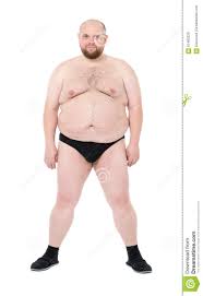 Naked Overweight Man with Big Belly Front View Stock Image - Image of  problem, eating: 61483229
