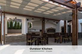 The awning roof is freestanding to allow hot summer air to escape and to simplify construction. 63 Superb Outdoor Kitchen Ideas Covered Stone Bar Pool