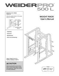 Weider Pro Power Cage 500 Bench 15500 Users Manual