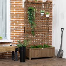 outsunny wood planter with trellis wilko