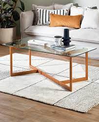 Cross Leg Design Wooden Coffee Table