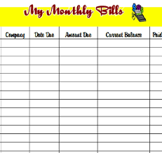 Monthly Bills Template Charlotte Clergy Coalition
