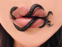 makeup artist creates 3 d snake lip art