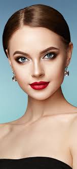 fashion makeup earring red lip