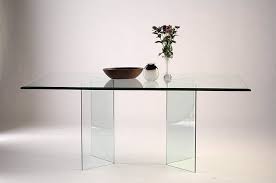 v shape all glass dining table base set