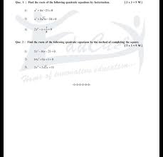 Maths Quadratic Equations Questions