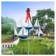 Amazon.co.jp: ガーデニング 風車 おしゃれ ， 室外風車 (200175150125100cmの高さ調節可能)  航海風彫刻金属装飾 室外風車 ， ガーデンオーナメント : DIY・工具・ガーデン