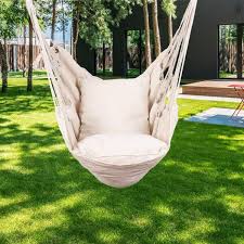 Hammocks Hanging Rope Hammock Chair Swing Seat With 2 Seat Cushions And Carrying Bag