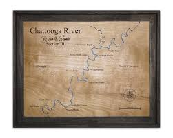 Tooga River Map Wood Map Sign