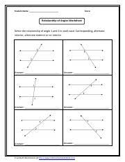 relationship of angles worksheet