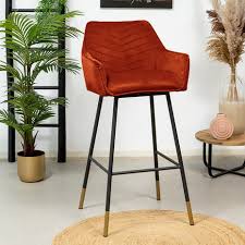 velvet bar stool fiona copper furnwise