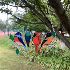 Stained Glass Birds On A Wire Window