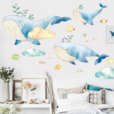 green plant on whale wall decal plants