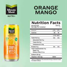 minute maid nutri orange mango 240ml