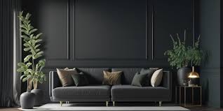 dark living room interior with luxury