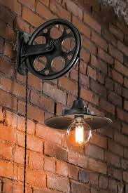 Train Station Wall Pulley Light Vintage