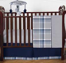 blue plaid crib sheet clearance