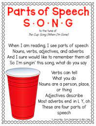 Now that we have our data, the fun part begins. Parts Of Speech Grammar Song To The Tune Of The Cup Song Tpt