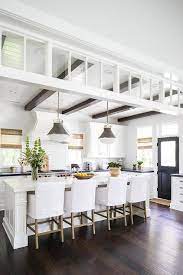 dark stained wood ceiling beams over