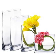Slender Rounded Rectangular Glass Vases