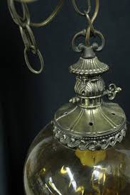 Vintage Amber Glass Hanging Swag Lamp