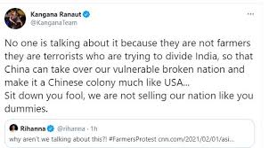 Image result for media reactions on rihanna tweet on farmers hd images