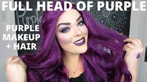 full face of purple purple hair