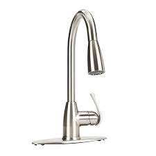 Butler faucets provide separate, cold drinking water and are a great fit at a second sink or right next to your kitchen faucet. Project Source Stainless Steel 1 Handle Deck Mount Pull Down Handle Kitchen Faucet Deck Plate Included In The Kitchen Faucets Department At Lowes Com