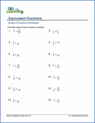 math worksheets equivalent fractions