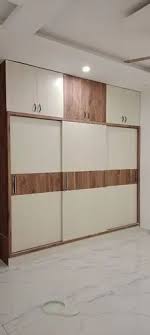 wooden 3 door designer sliding wardrobe