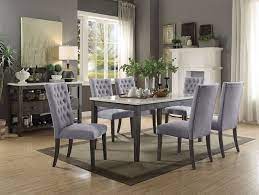 Get 5% in rewards with club o! Acme 70165 68 7 Pc Merel White Marble Top Gray Oak Finish Wood Dining Table Set