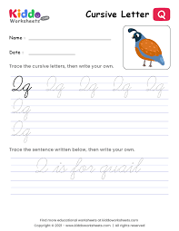 free printable cursive writing letter q