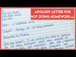 apology letter for not doing homework
