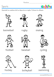 Deportes de invierno winter sports rugby race stadium. Ficha Infantil Para Aprender Los Deportes En Ingles