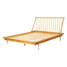 Walker Edison Furniture Company Spindle Back Solid Wood Queen Bed In Light Oak